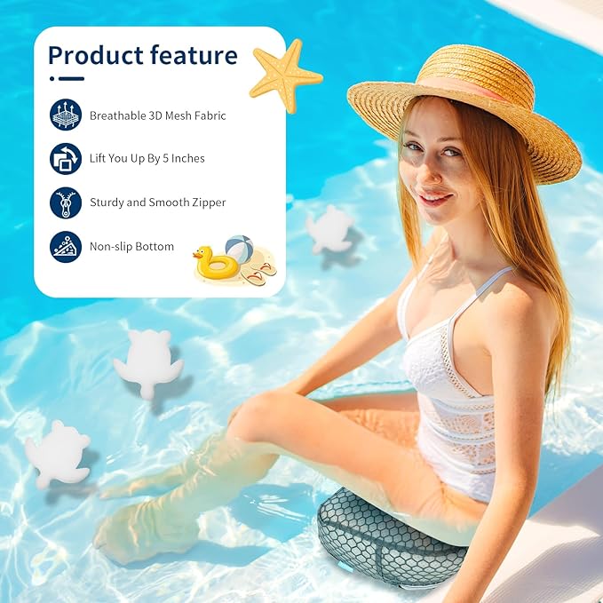 Hot Tub Booster Seat, Weighted SPA Booster Seat Cushion for Adults, 3D Air Mesh Hot Tub Seat Accssories with Non-Slip Micro Dot Bottom,Indoor or Outdoor Quick Dry Hot Tub Pillow (2 Pack-Grey)