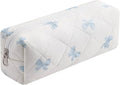 HHQQWZ Cute Floral Cotton Makeup Brush Cosmetic Bag for Women, Travel Quilted Zipper Make Up Bag, Flowers Toiletry Organizer Case Kawaii Makeup Cosmetic Travel Cloth Pouch (Blue Bow Tie)