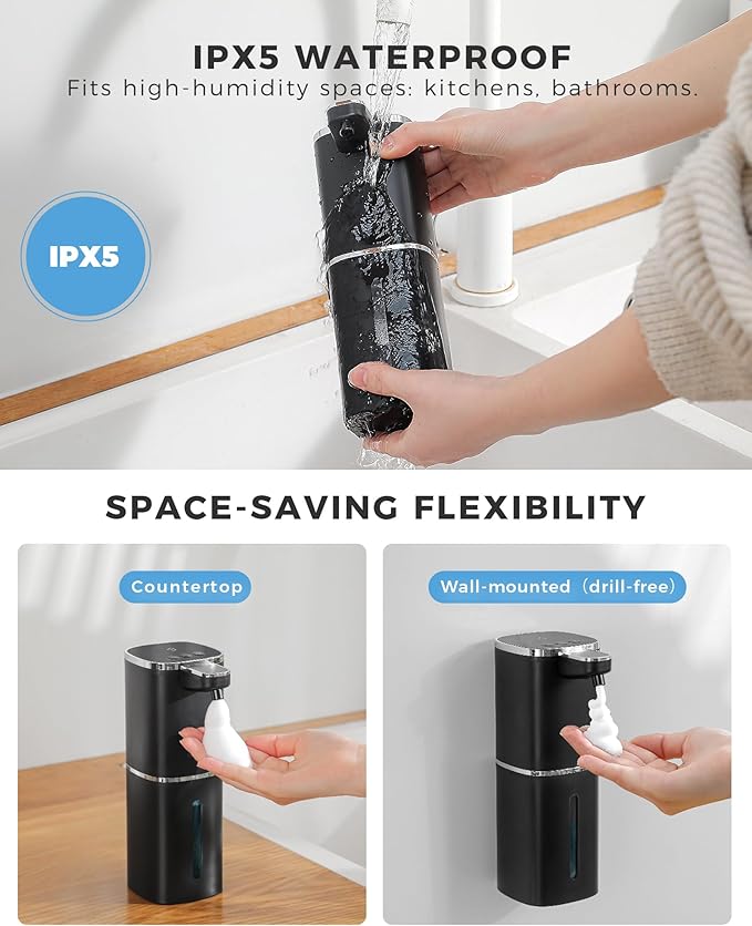 2 Pack Automatic Foaming Soap Dispenser, Touchless Rechargeable