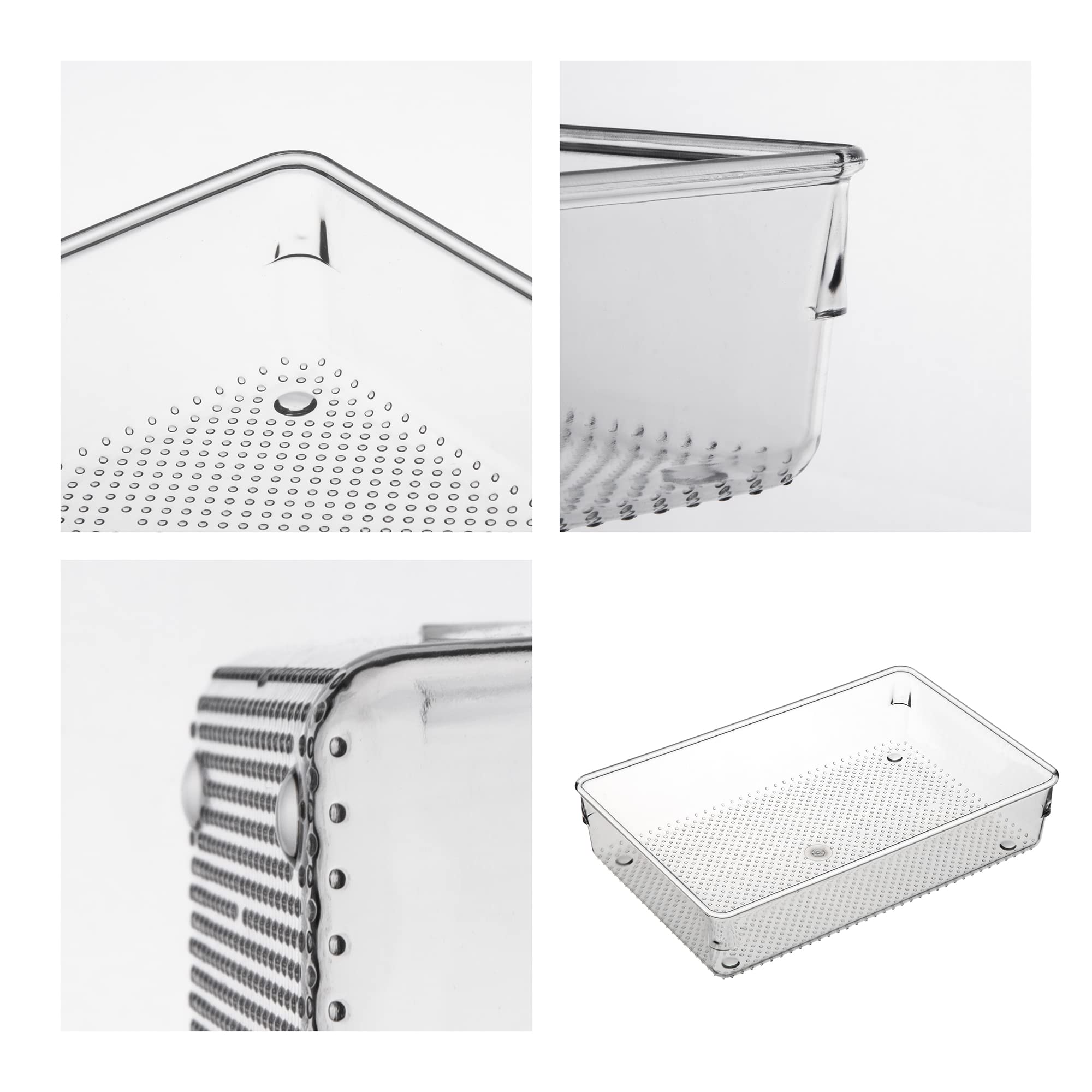 ihomecooker 3 Pack Clear Plastic Drawer Organizer Tray Cutlery Utensil Makeups Drawer Silverware Organizers 12" X 6"&12＂X3＂(9Pack)