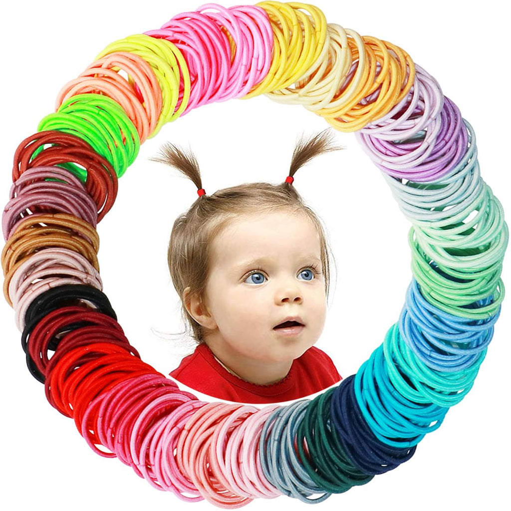 WillingTee 400PCS Small Hair Ties,No Crease Baby Hair Ties for Girls