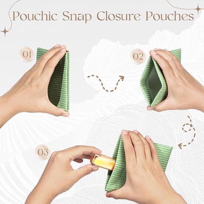ISKYBOB 4.7in Small Makeup Bag for Purse, 4Pcs Pocket Cosmetic Bag Organizer, Waterproof PU Leather Pouches for Purse, Portable Squeeze Coin Purse for Women Mini Travel Jewelry Storage Pouch, Embossed