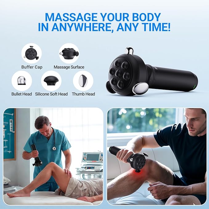 RapidGun Pro Max Vibration Therapy Massage Gun, 6500RPM Handheld Deep Tissue Muscle Massager, Fascia Release Massage & Neck, Back & Full Body Pain Relief – Gifts for Him and Her