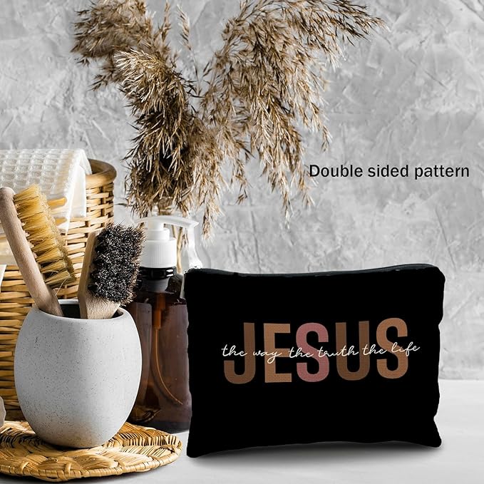 Likjad christian makeup bag,jesus cosmetic bag,christian gifts for women girl,Christian Gift bags,christian gifts for women,Inspirational Gifts for Women girls,Bible Verse cosmetic bag（Jesus-1）