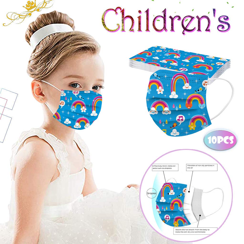 YUGYUJ 50Pcs Kids Face Mask Childrens 3 Ply Non-Woven Protective Breathable Kids Face Mask for Boys Girls Outdoor School (50Pcs Kids Mask A)