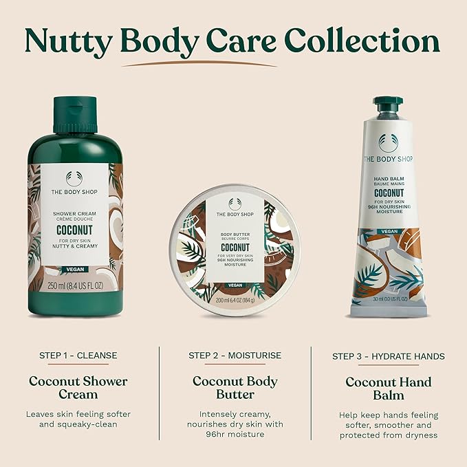 The Body Shop Body Butter | 96hr Nourishing Moisture for Dry Skin | Non-Greasy with Shea Butter for Smoother Softer Skin, Vegan, 200 ml / 6.4 oz (Coconut)