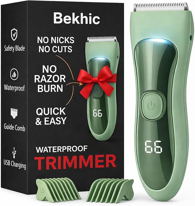 Manscape Groin & Body Hair Trimmer for Men Women – Waterproof Pubic Hair Shaver & Ball Groomer with LED Light – No-Nick Ceramic Blade, 90-Min Runtime, Cordless Wet/Dry Clipper for Sensitive Skin