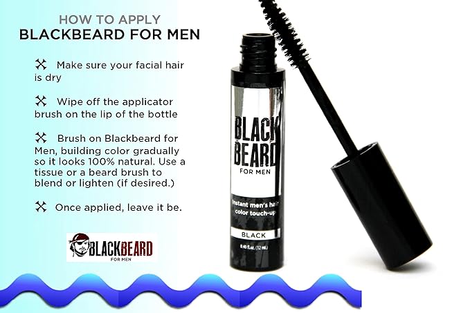 Blackbeard for Men Beard Color – 1-Day Beard, Mustache, Eyebrow, Sideburns Color – Temporary Facial Hair Tint - Hypoallergenic Beard Dye Alternative – Up to 45 applications – Brown/Black, 6 Pack