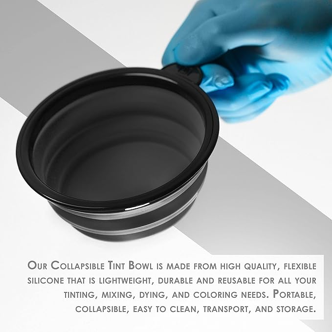 L3 - Level 3 Collapsible Tint Bowl - Use for Mixing, Dying, and All Coloring Needs - Resistant to Bleach and Chemicals - Compact Size for Easy Use (Black)