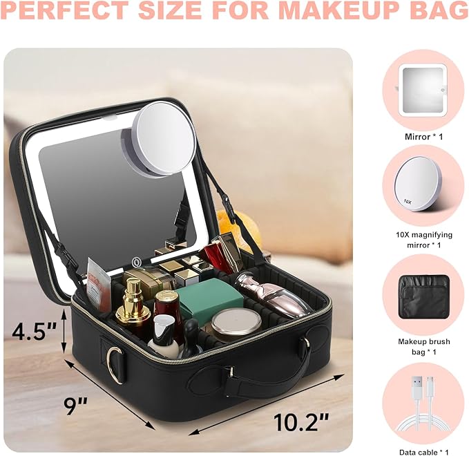 Mocado Travel Makeup Bag with Mirror Travel Makeup Organizer Makeup Case