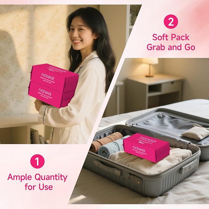 FACEMADE 100 Count (2 Packs) Face Towels Disposable