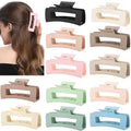 12 Pcs Pastel Square Hair Claw Clips for Women – Large 4.3" Matte Claws for Thick & Thin Hair, Cute Bulk Set for Girls, Coquette & Aesthetic Style