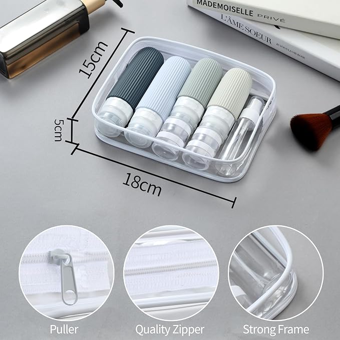 Mrsdry 16 Pack Travel Bottles Set, TSA Approved Leak Proof Silicone Squeezable Containers for Toiletries, Refillable Travel Accessories for Conditioner, Shampoo, Lotion & Body Wash Accessories