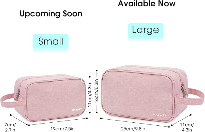 Narwey Travel Toiletry Bag for Women Traveling Dopp Kit Travel Bag for Toiletries Cosmetic Bag Makeup Bag Medicine Bag for Traveling (Pink)