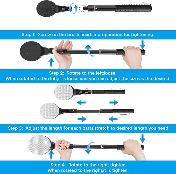 Lotion Applicator for Back, 25.7” Telescopic Back Lotion Applicator, Easy Reach and Washable, Back Self Tanner Applicator