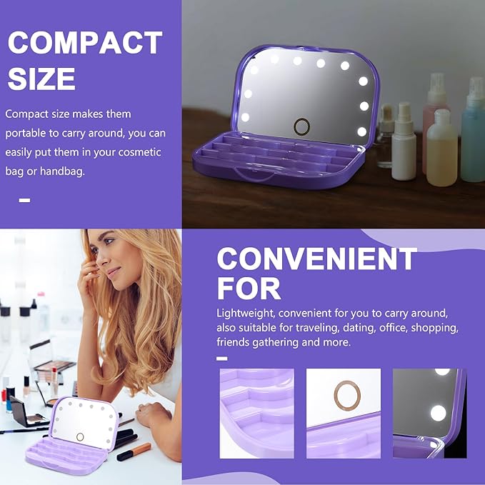 Healeved Eyelash Case Empty Eyelashes Storage Box with Led Mirror Travel Eyelash Storage Box Eyelash Container Lash Organizer