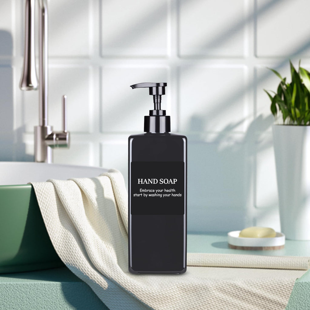 Refillable Shampoo and Conditioner Dispenser Plastic Shampoo Pump Bottles Set for Bathroom with Waterproof Labels