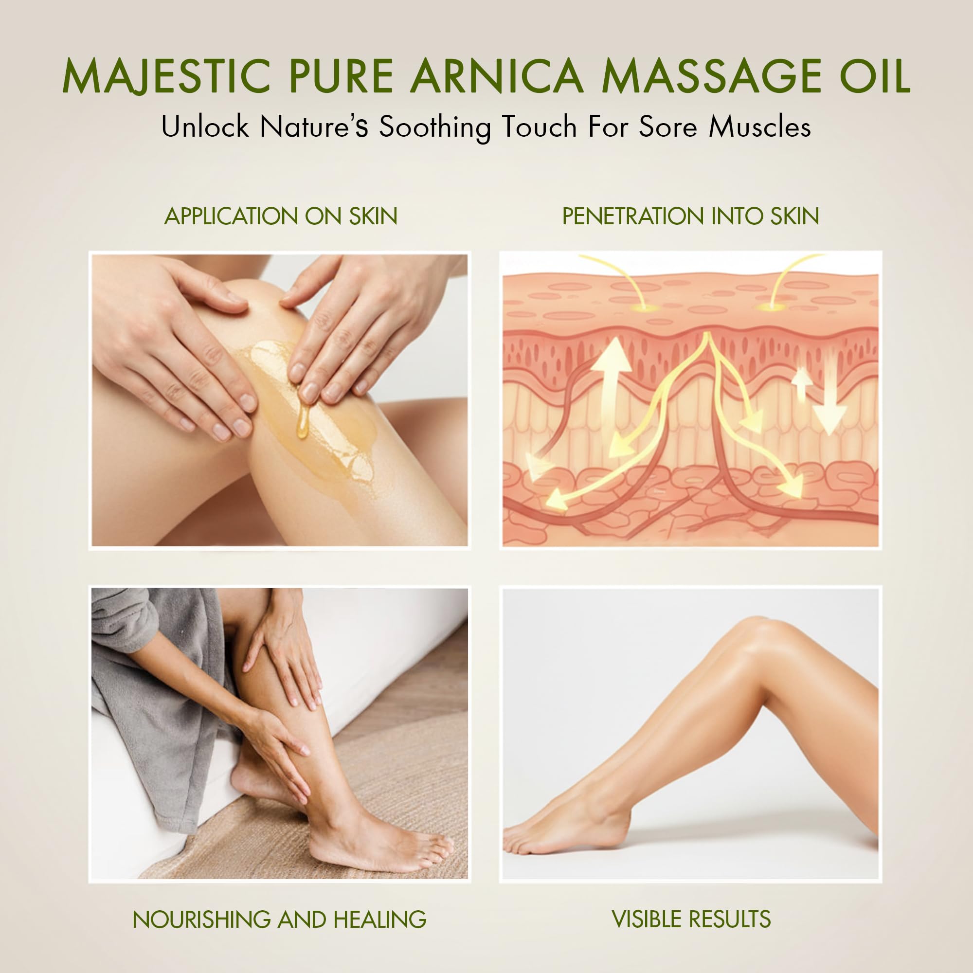 Majestic Pure Arnica Massage Oil for Men & Women, 8 Fl Oz, 2-Pack