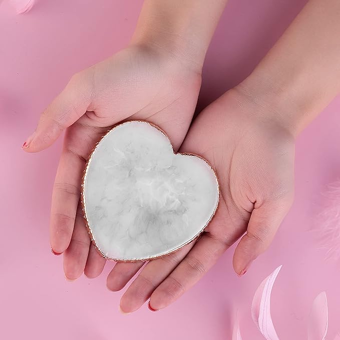 WLLHYF Resin Nail Art Palette Gold Edge Nail Holder Heart Shaped Color Makeup Foundation Mixing Tools Display Board Gel Nail Art Color Mixing Palette Painting Tray Manicure Tool
