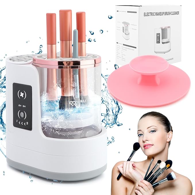 Mellisore 3-in-1 Electric Makeup Brush Cleaner & Dryer, Automatic USB-Powered Cleaning Machine for All Cosmetic Brush Sizes, Portable Quick-Dry Tool for Beauty Brushes(White,Size:6.8inch)
