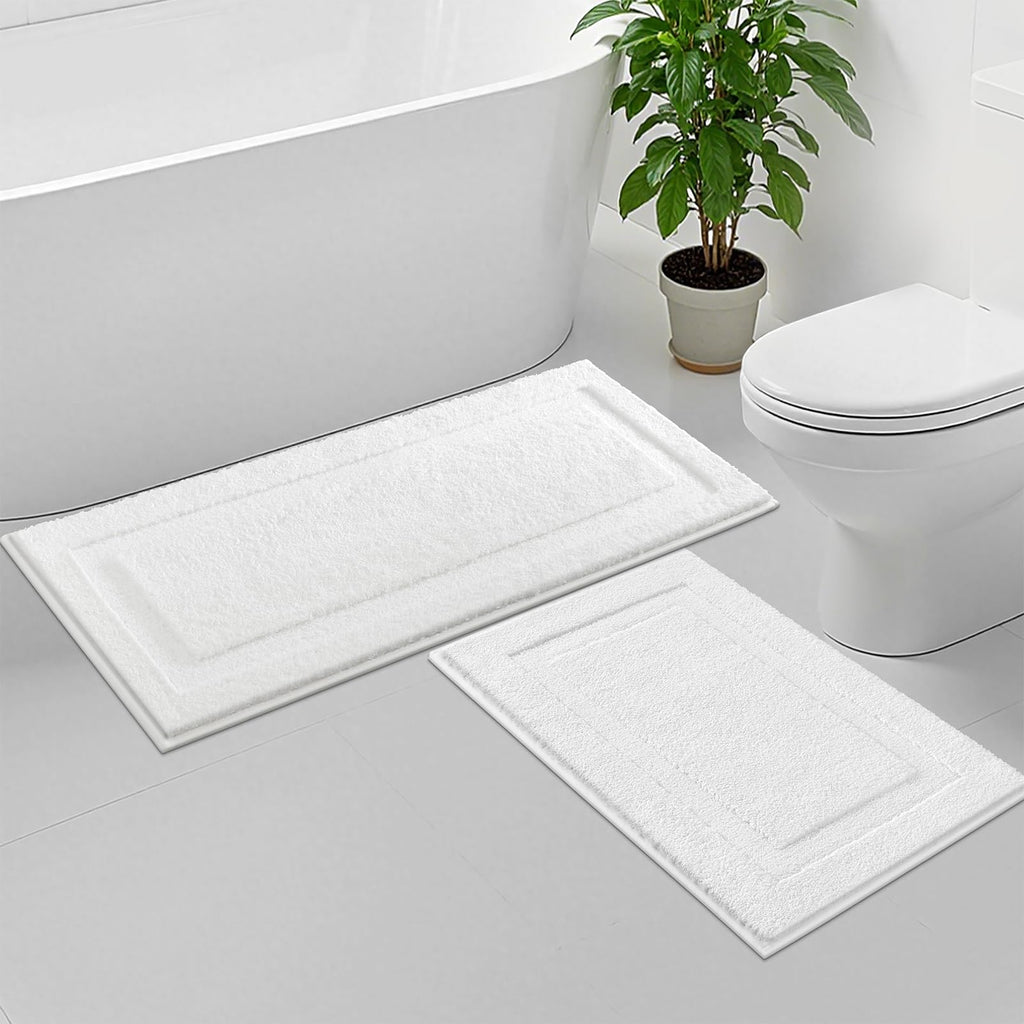 SHACOS Soft Microfiber Bathroom Rugs Set of 2 Pieces, White