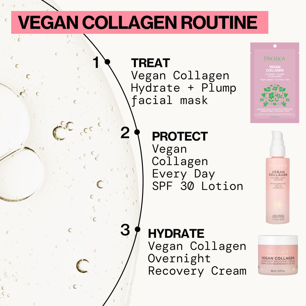 Pacifica Sheet Face Mask - Vegan Collagen Hydrate & Plump with Cucumber & Aloe – Moisturizing Mask for Dry & Aging Skin - Clean Beauty Vegan & Cruelty-Free Dermatologist Tested