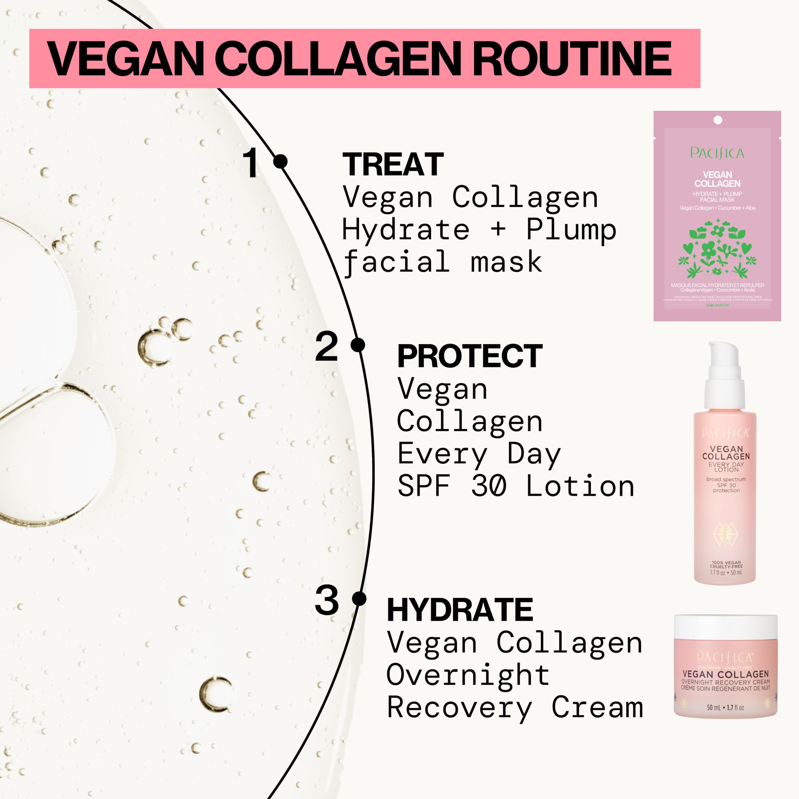Pacifica Sheet Face Mask - Vegan Collagen Hydrate & Plump with Cucumber & Aloe – Moisturizing Mask for Dry & Aging Skin - Clean Beauty Vegan & Cruelty-Free Dermatologist Tested