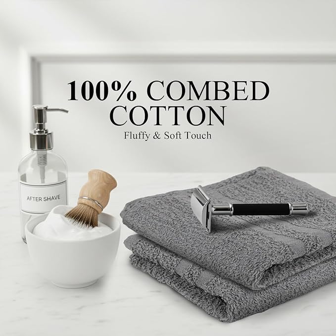 STF Linen Hand Towels - Pack of 40, 16 x 27 Inches, 100% Cotton, Grey, Highly Absorbable, Facial, Gym, Hair, Face Towels