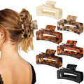 Auseibeely 6 Pack 4.1 Inch Large Claw Clips for Thick Hair, Big Tortoise Shell Claw Clip for women, Square Hair Clips for Thick/Long/Curly Hair, Strong Hold Non-slip Baseball Jaw Clip Accessories