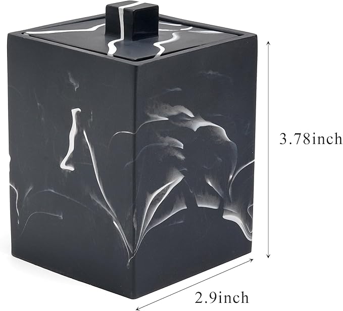 Joitsvia Cotton Swab Canister with Lid, Resin Bathroom Containers Canister Cotton Ball Organizer, for Jewelry Necklace Ring Earring Storage jar Gift Case (Matte Ink Black)