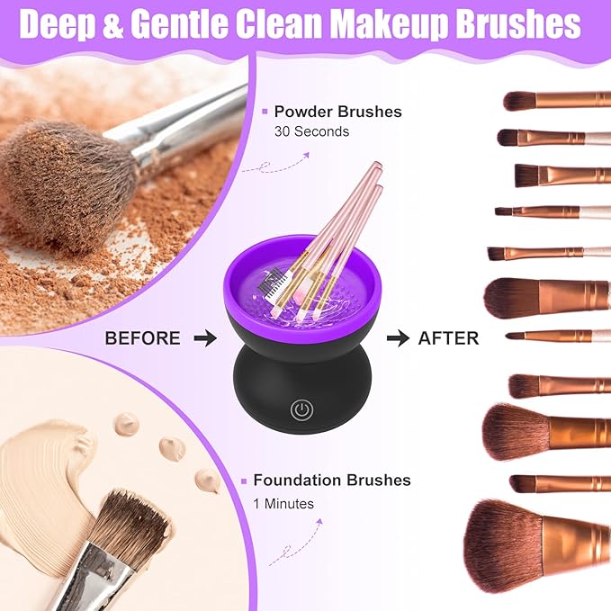 Luxiv Electric Makeup Brush Cleaner, Automatic Brush Washer Machine, Purple