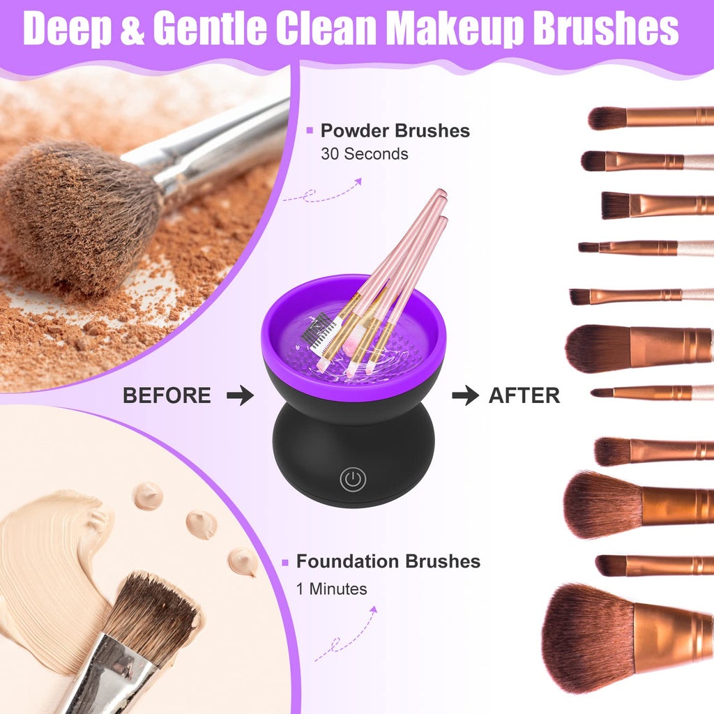 Luxiv Electric Makeup Brush Cleaner, Automatic Brush Washer Machine, Purple