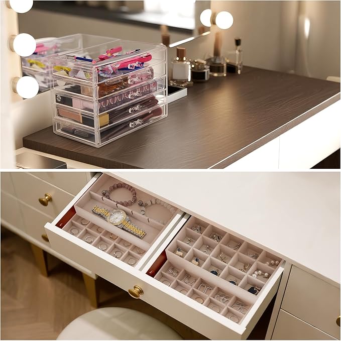 Jewelry Box Organizer,Clear Acrylic Storage Box Organizer with 5 Drawers