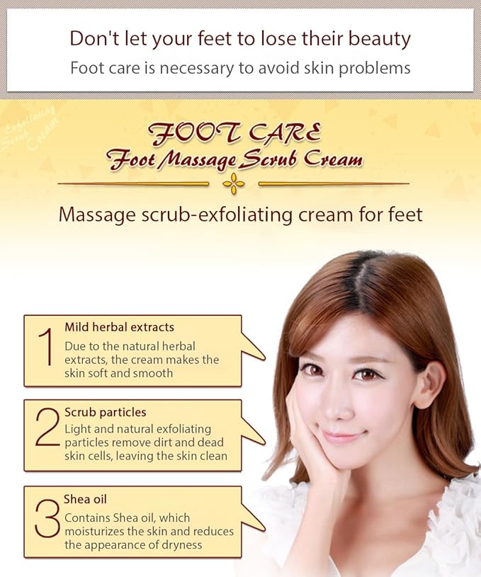 BIOAQUA Foot Care Herbal Massage Scrub-Exfoliating Cream Cleansing Delicate Feet Skin Shea Oil Natural Extracts 180g