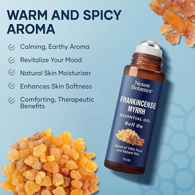 Frankincense & Myrrh Roll-On for Skin Care, Aromatherapy & Relaxation