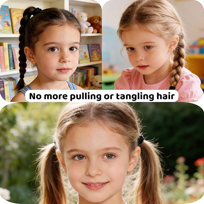 Tunbao 500 Psc Baby Hair Ties,Soft Cotton Toddler Hair Ties,Small Seamless Hair Bands for Girls and Kids,Black Hair Elastics Ponytail Holders