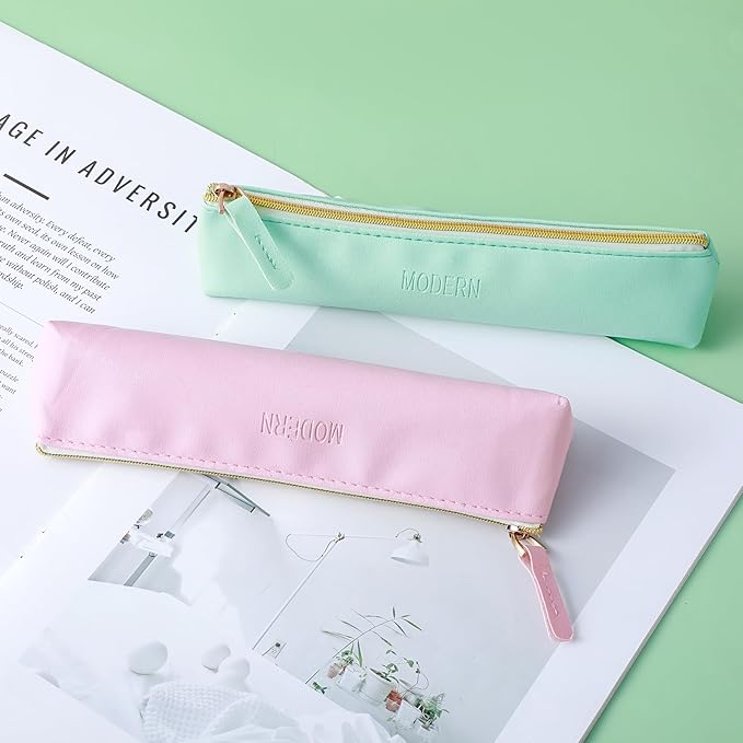 Tucnoeu 2pcs Small Leather Pouch Mini Cosmetic Bag for Purse Small Make Up Bag with Zipper Portable Cosmetic Organizer for Women and Girls