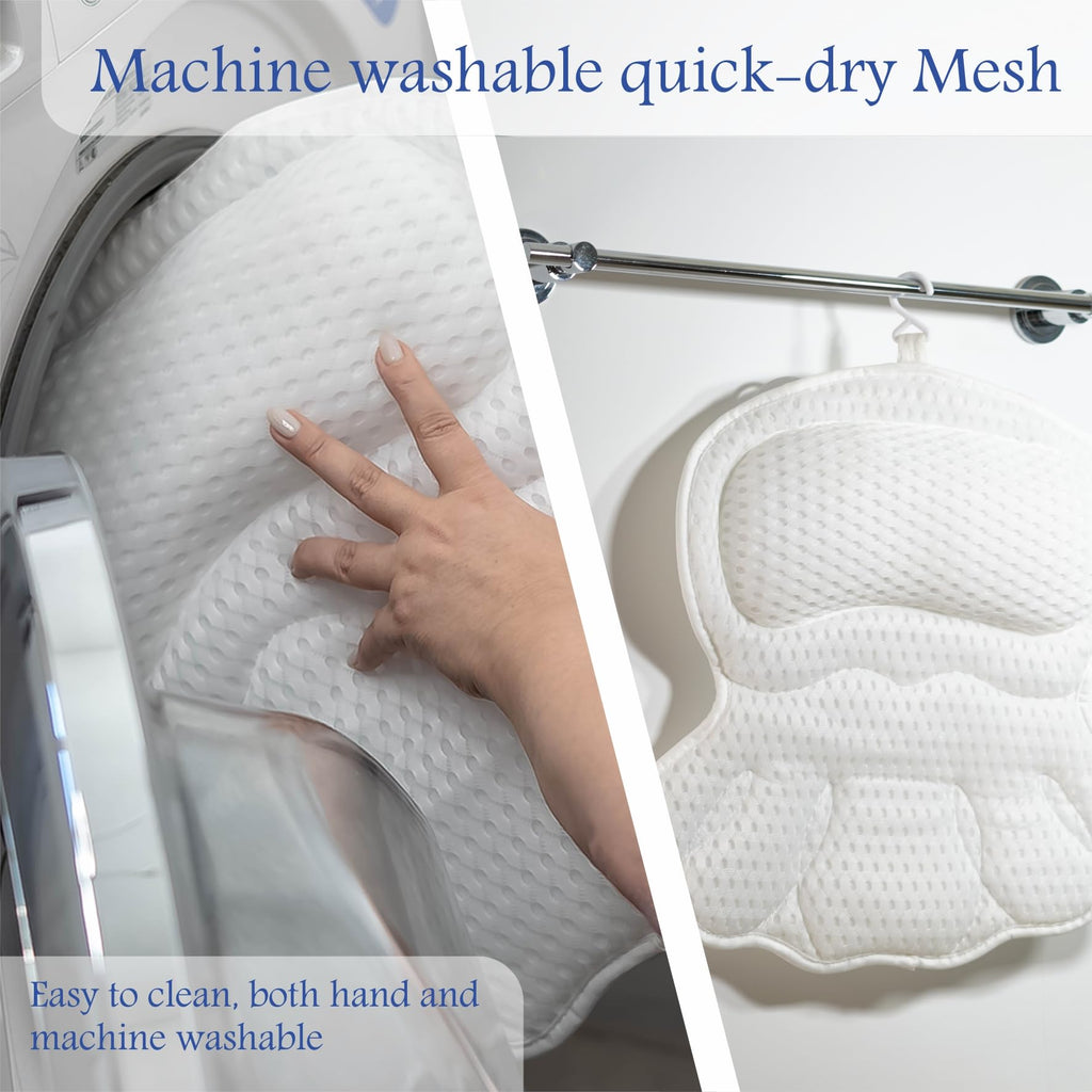 Bath Pillow for Tub, Luxury 4-Piece Spa Gift Set, Head, Neck & Back Support