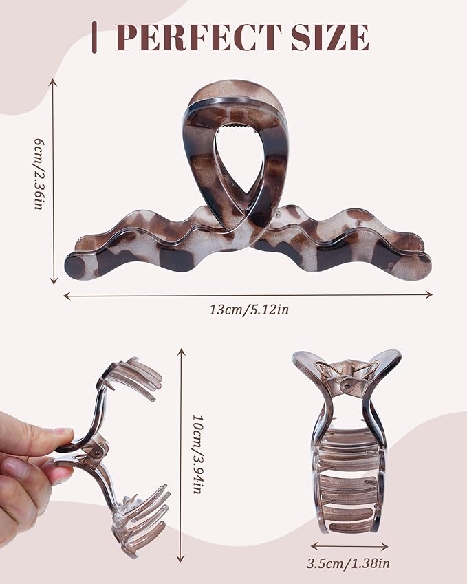 HOKEMP 4 Pack Large Claw Clips for Women Thick hair - 5.12 Inch Hair Claw Clips Non-slip Hair Clips with 360° U-Shaped Spring Strong Hold Hair Clips for Long Curly Hair (Color 3)