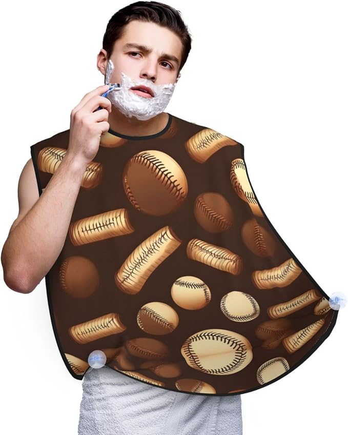 Purple And Teal Flowers Print Beard Bib Shaving Apron, Beard Hair Trimming Cape Gift For Dad