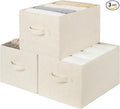 StorageWorks Storage Baskets for Shelves, Fabric Storage Bins, Closet Organization and Storage Basket, Organizer Bins for Clothes, Beige (NaturWeave Fabric), 3-Pack, Large