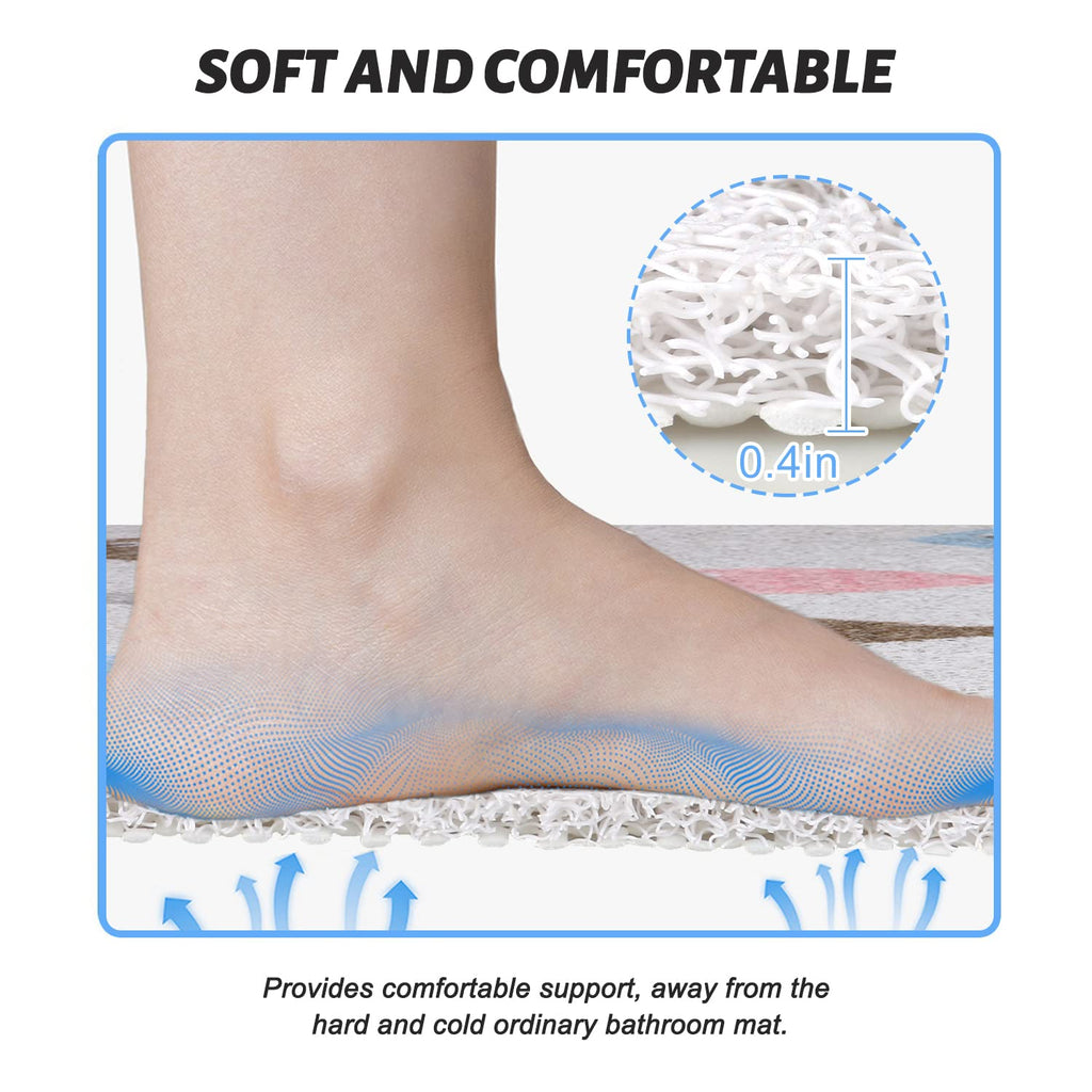 Shower Mat Non-Slip, Soft Comfort Bath Mat with Drainage Holes, PVC Loofah Massage Bathmat for Shower,Tub,Bathroom,Wet Areas, Quick Drying