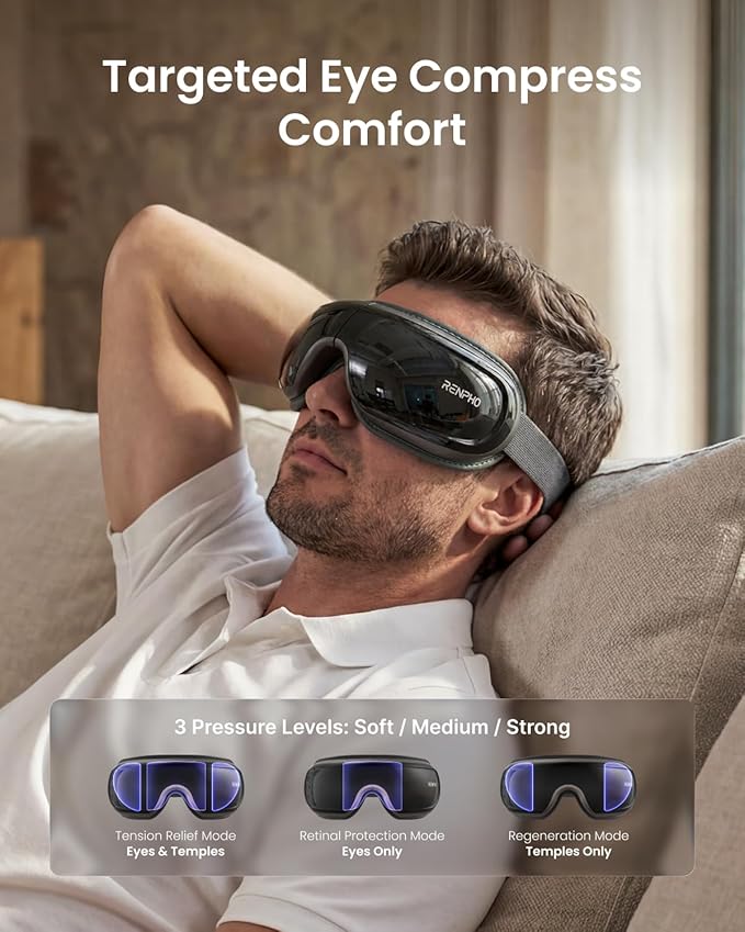 RENPHO Eye Massager with Heat and Cooling Voice Control, Birthday Gifts for Women Men, FSA Eligible HSA, Massaging Eye Mask for Dry Eyes Head Tension and Stress Relief - Eyeris 3