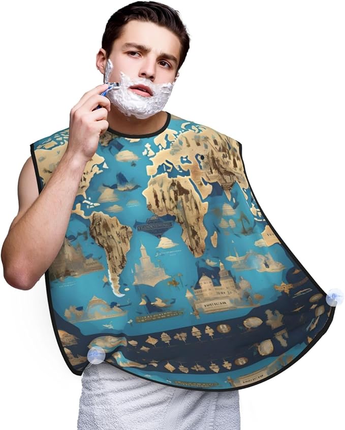 Yellow Flowers Butterflies Print Beard Bib Shaving Apron, Beard Hair Trimming Cape Gift For Dad