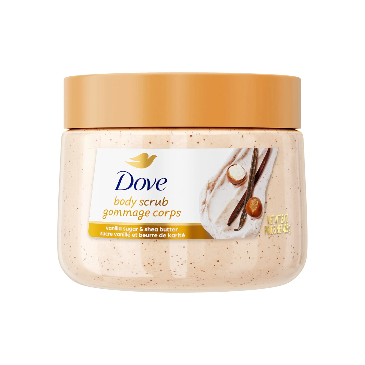 Dove Vanilla Sugar & Shea Butter Body Scrub Exfoliates and Deeply 15 oz