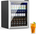 Erivess Compact Beverage Refrigerator,76 Can/1.7 Cubic Feet Fridge with Glass Front Door for Soda, Beer or Wine, Under Counter Small Refrigerator with Adjustable Shelve & Digital Display