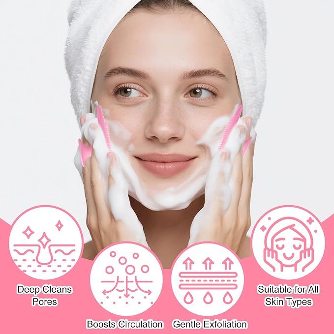MUiiGOOD 2pcs Silicone Face Scrubber Round Pads Face Mask Brush Exfoliating Lip Cleansing Facial Cleansing/Wash Brush Exfoliator Blackhead Skin Care Tool Makeup Removes Dead & Dry Skin for Women Men