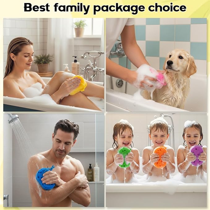 36 Pcs Exfoliating Bath Sponge Body Loofah Sponges Shower for Women Reusable Soft Bathing Pouf Foam Lufa Body Scrubber and Rich Lather, Color Matching (Bright Color)