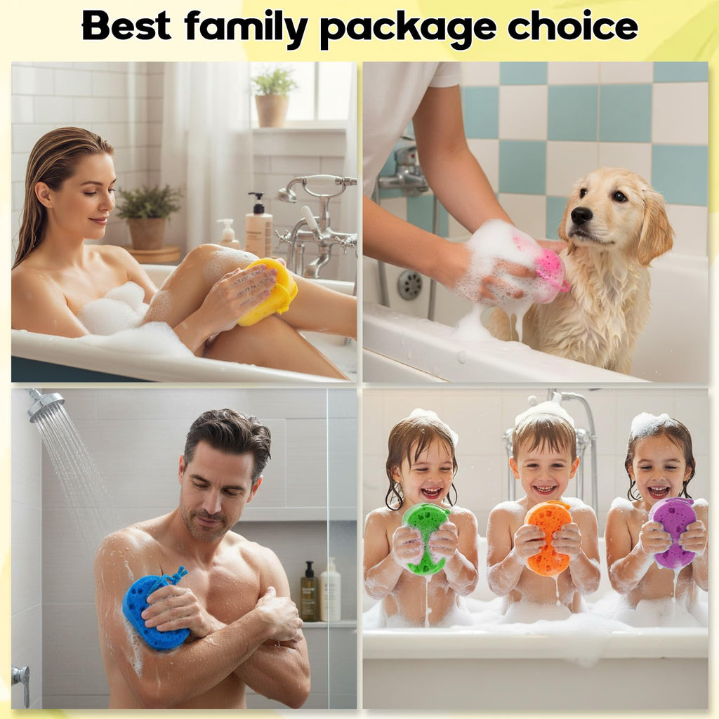 FoldTier 36 Pcs Exfoliating Bath Sponge Body Loofah Sponges for Shower Women Reusable Soft Bathing Pouf Foam Lufa Body Scrubber and Rich Lather, Color Matching (Bright Color)