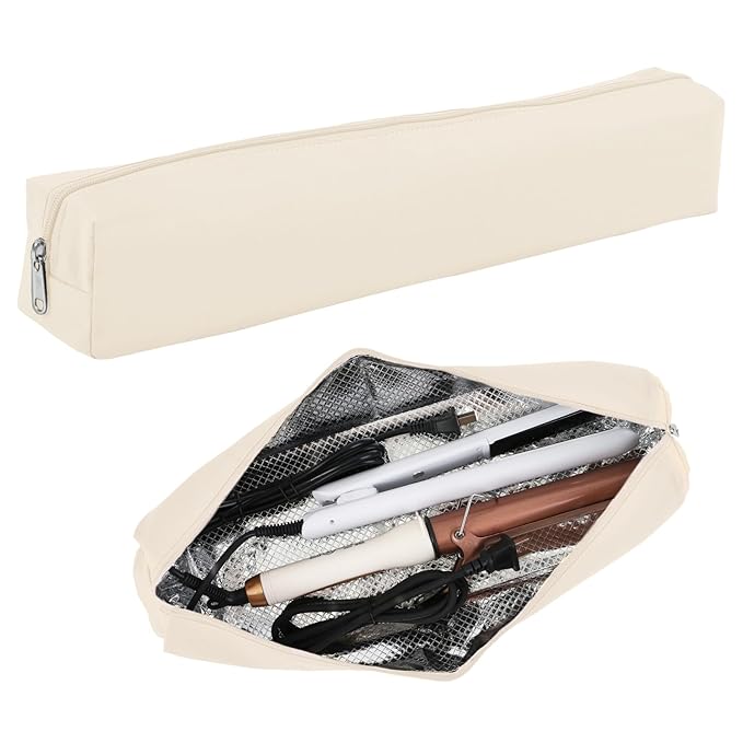 Suafrnut Professional Hot Hair Tools Organizer Bag Portable Travel Heat Resistant Storage Case Pouch for Curling Irons, Flat Irons, Hair Straightener and Styling Tools(17.7" x 3.2"x 3.2")